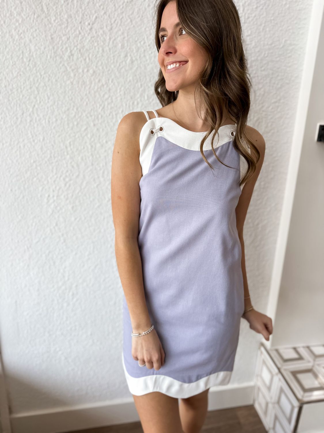 Blue Wave Linen Mini Dress