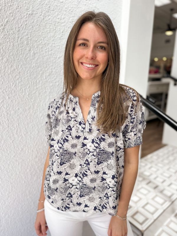 Navy Wildflower Top