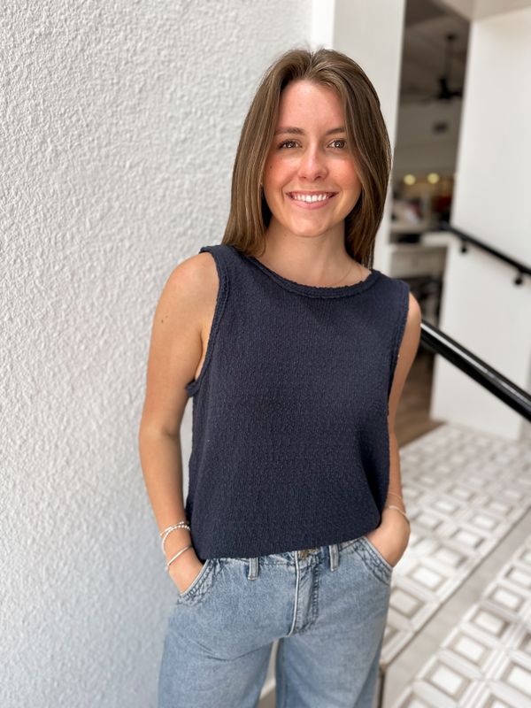 Navy Lina Knit Top