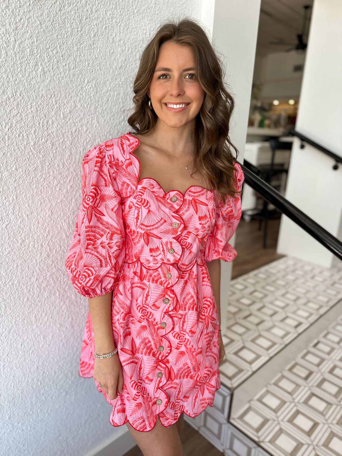 Pink Papaya Scallop Dress