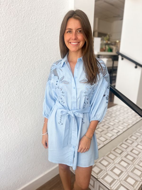 Islander Eyelet Shirt Dress