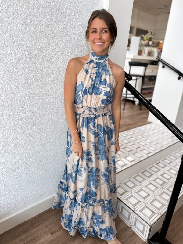 Romy Floral Halter Maxi Dress