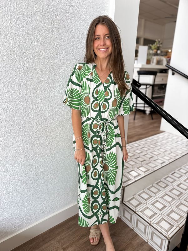 GiGio Leona Palm Midi Dress
