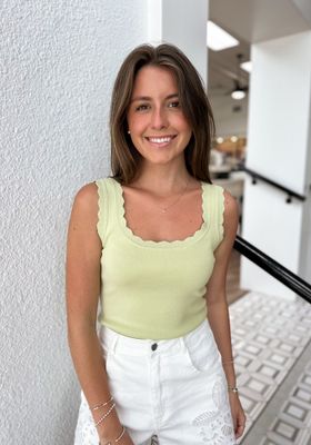 Honeydew Scallop Trim Top