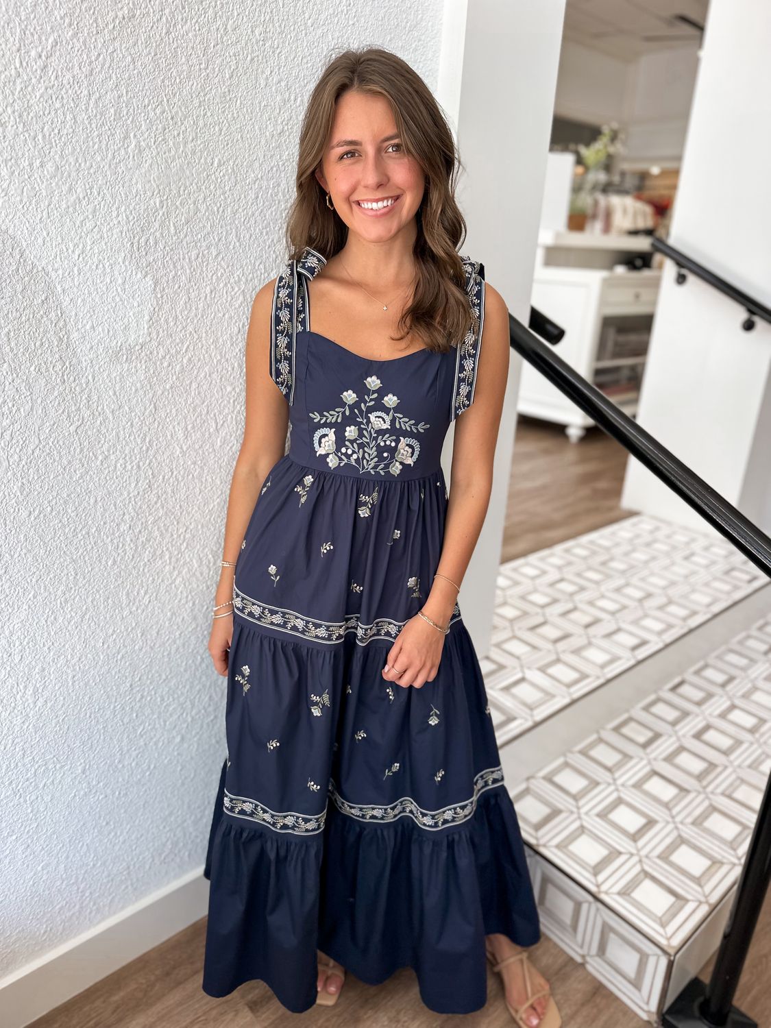 Floralwood Navy Maxi Dress