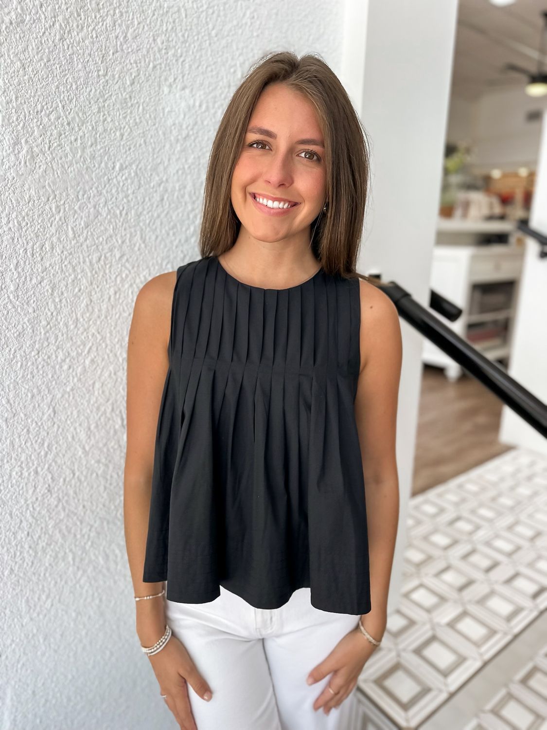 Onyx Pleat Top