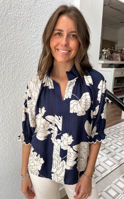Navy Carraway Top