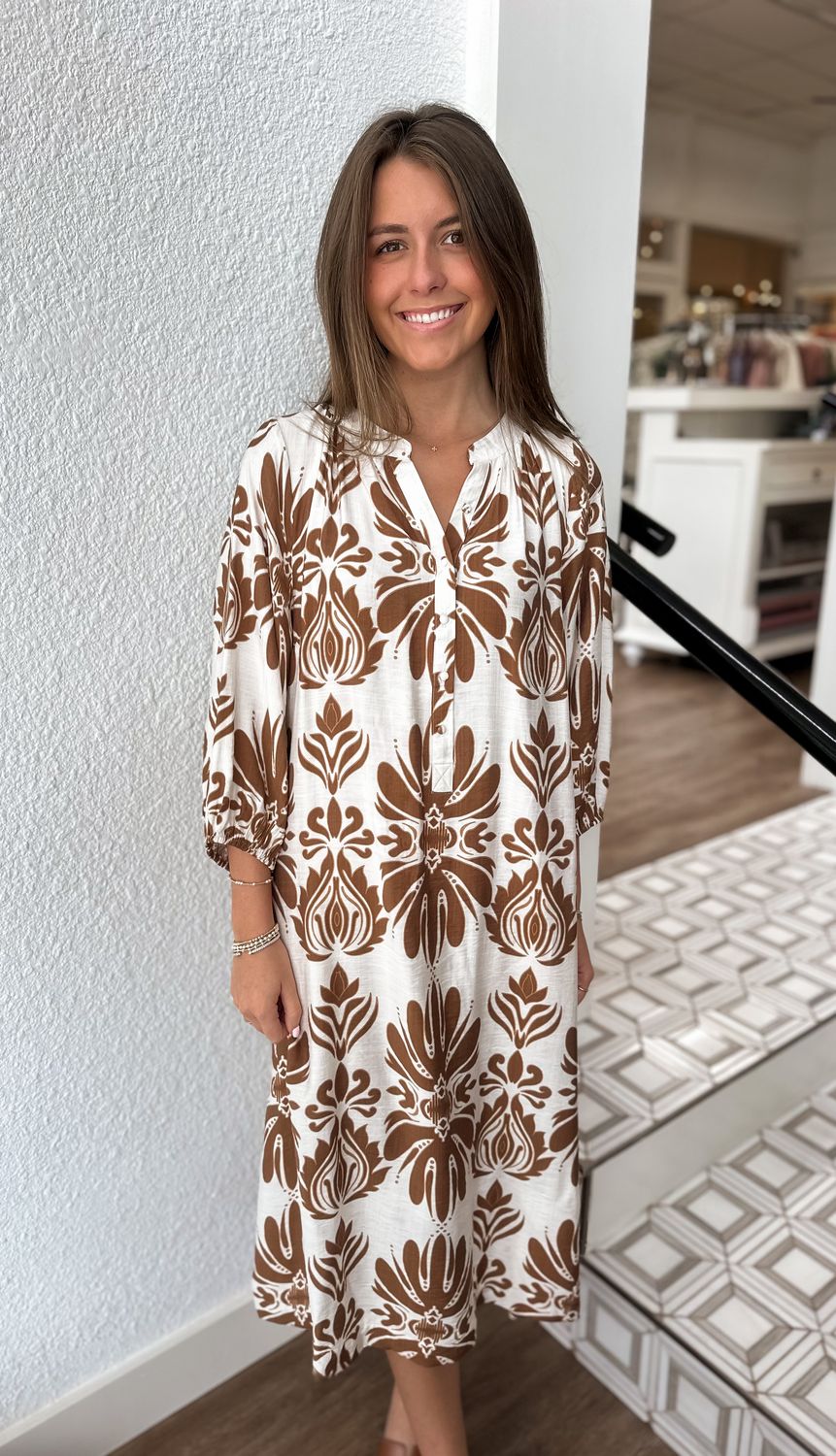 Taupe Bronte Midi Dress