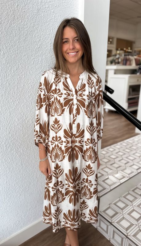 Taupe Bronte Midi Dress