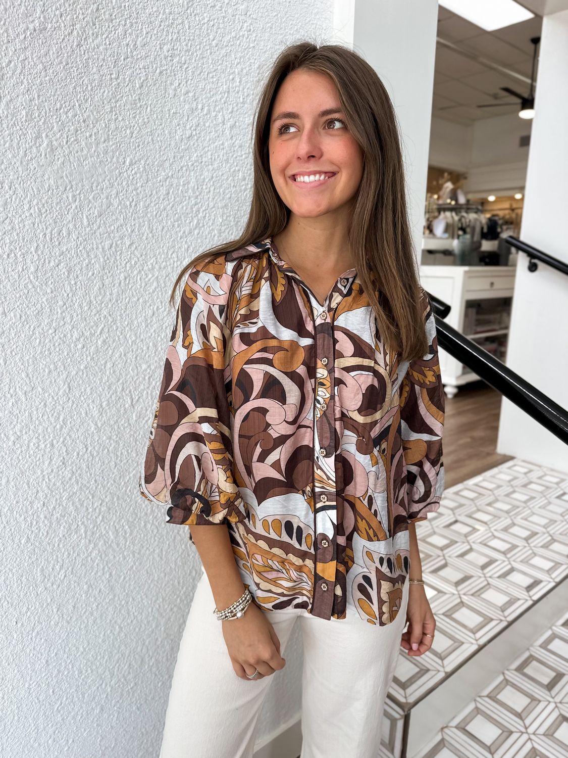 Saffron Print Top