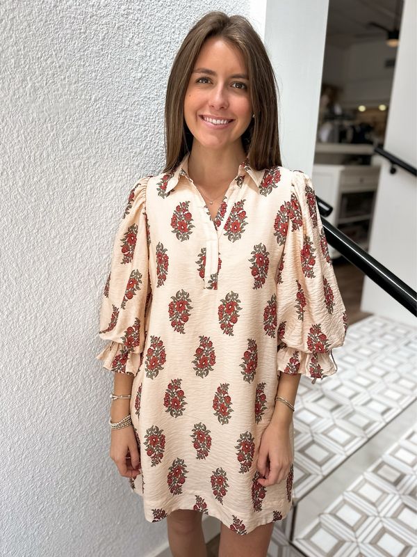 Entro Carmine Floral Dress