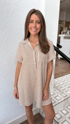 Chestnut Stripe Shirt Dress