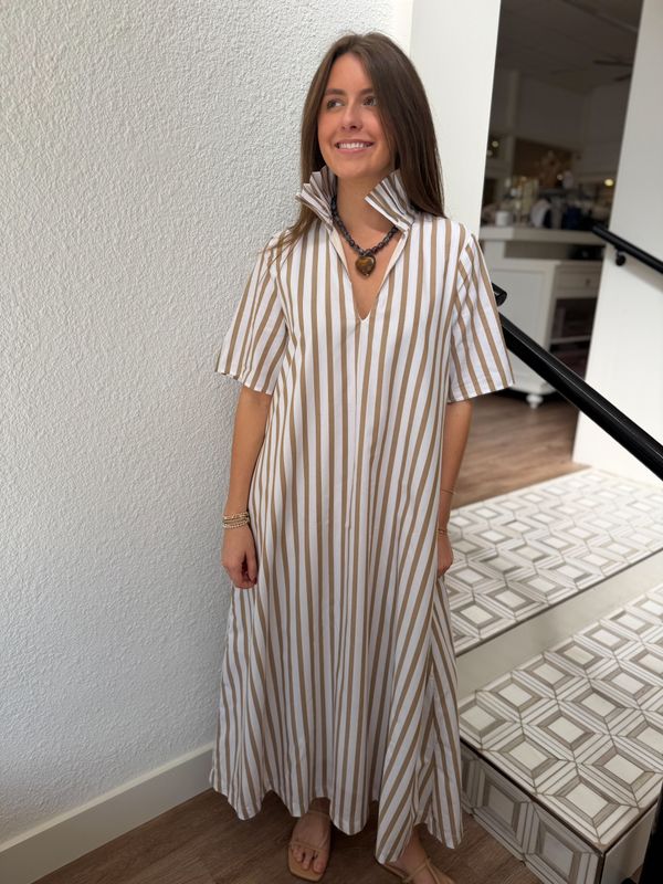Oat Stripe Audrey Maxi Dress