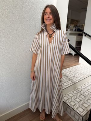 Oat Stripe Audrey Maxi Dress