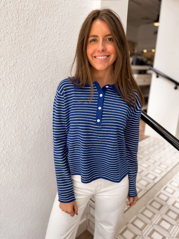Royal Blue Stripe Popover