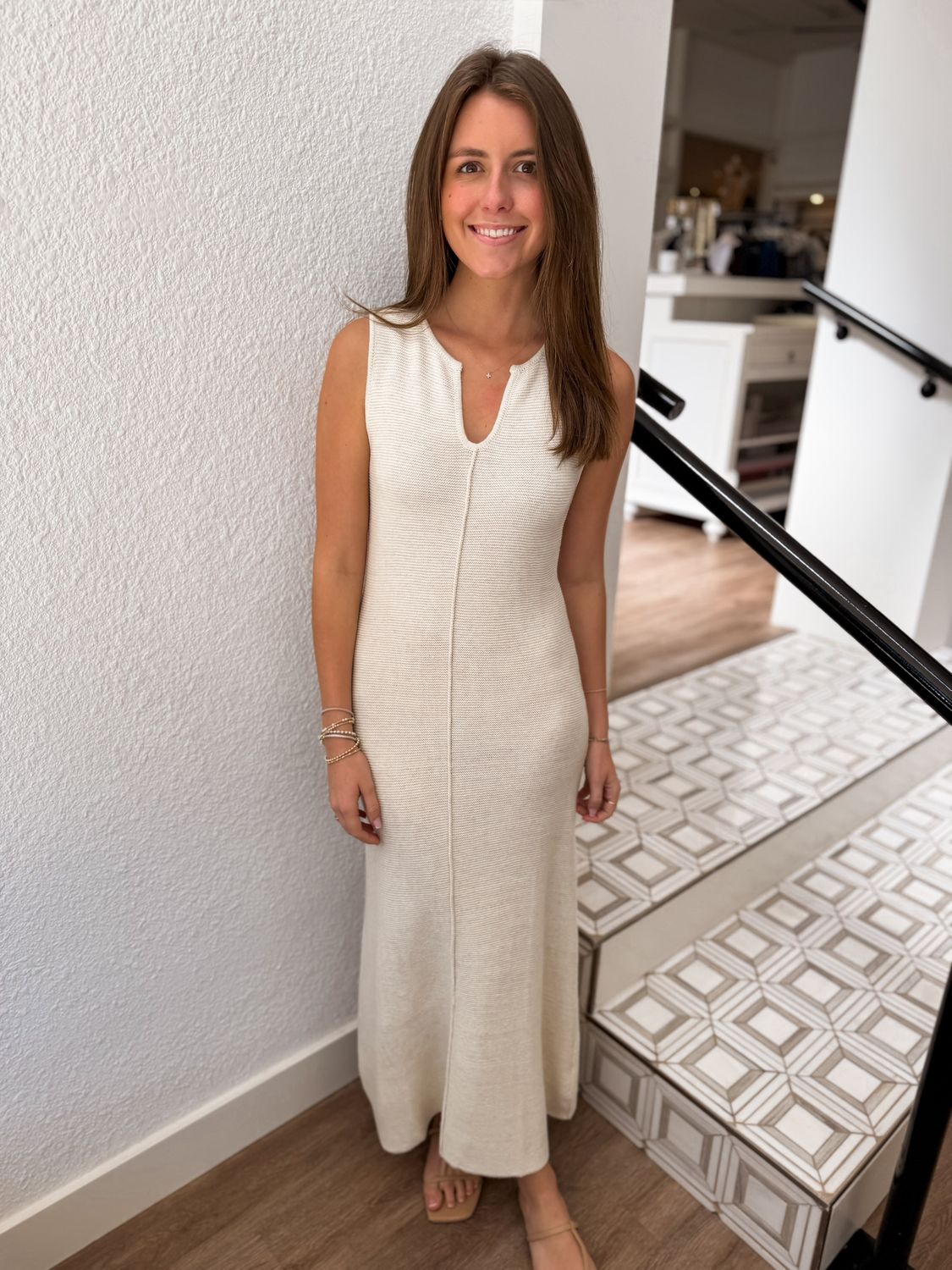 Natural Loom Knit Maxi Dress