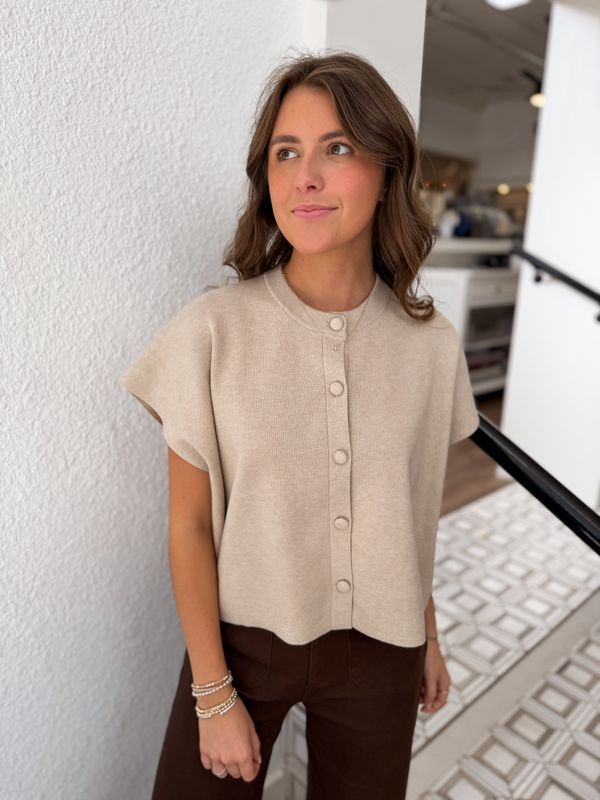 Oatmeal Cap Sleeve Sweater