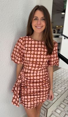 Pink Windowpane Mini Dress