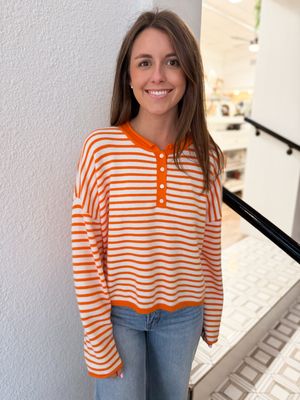 Sunkist Stripe Henley Sweater