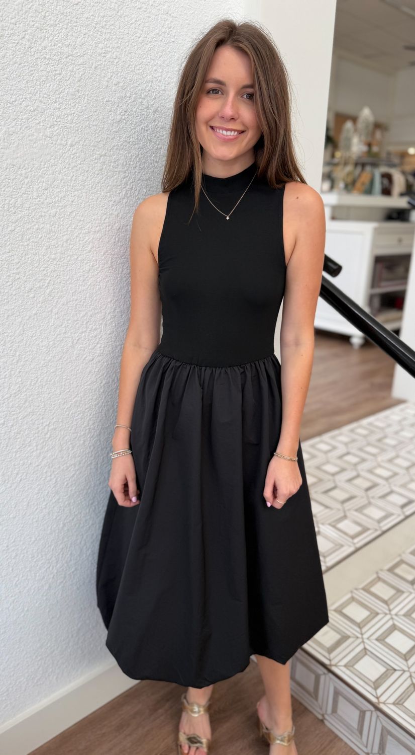 Black Happier Now Bubble Hem Midi