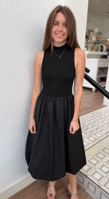 Black Happier Now Bubble Hem Midi