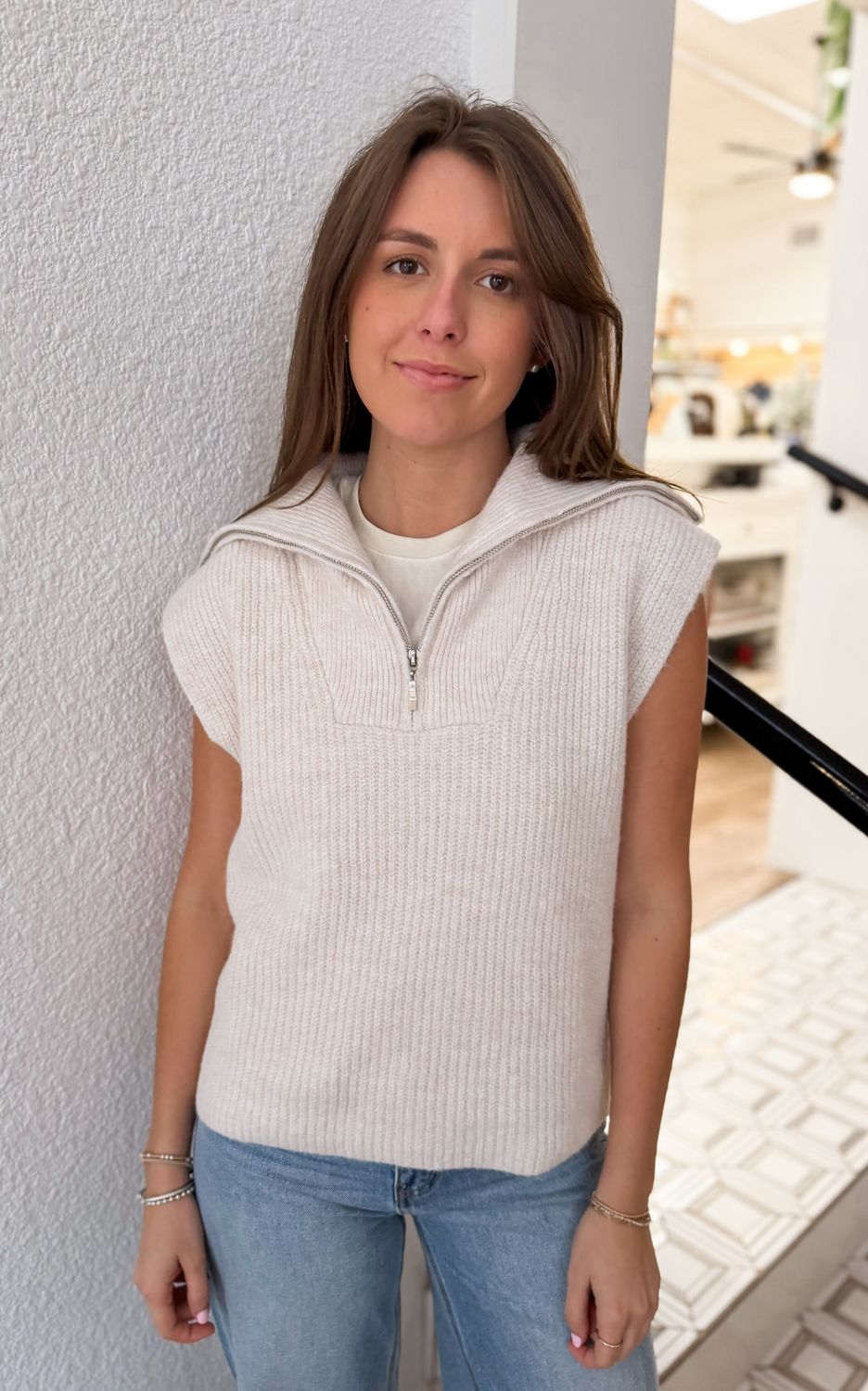 Opal Quarter Zip Sweater Vest