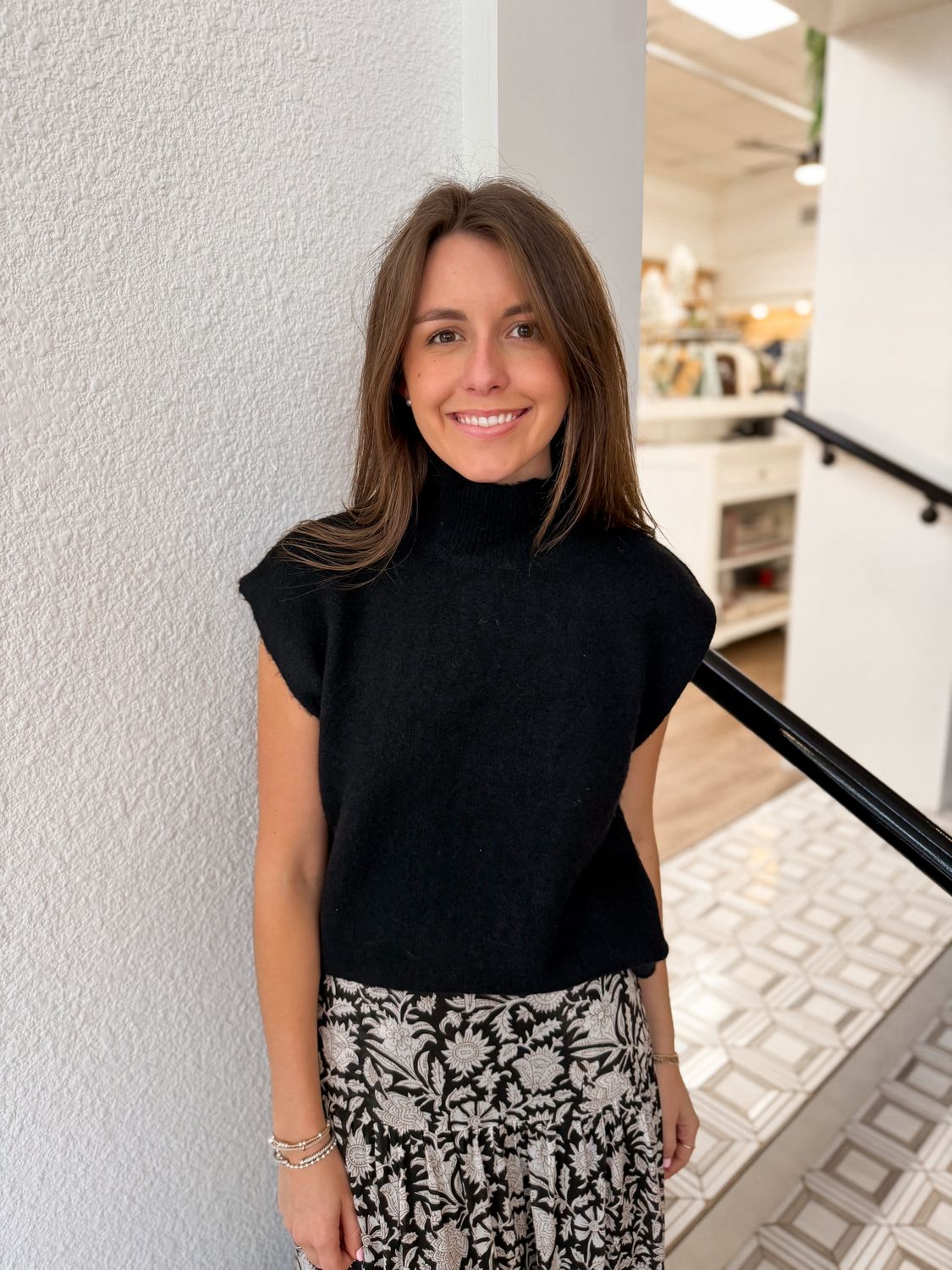 Black Cap Sleeve Sweater