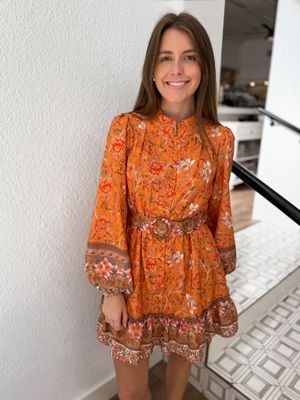 Autumn Floral Belted Dress