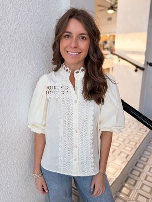 Cream Eyelet Top