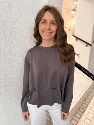 Doe &amp; Rae Charcoal Drawstring Top