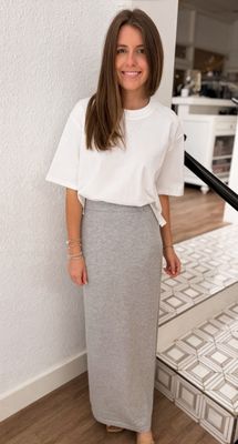 Grey Knit Maxi Skirt