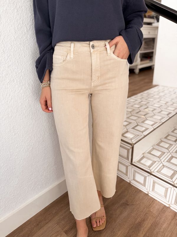 White Swan High Rise Crop Wide Leg Jeans