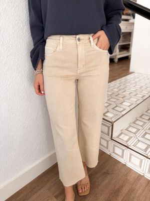 White Swan High Rise Crop Wide Leg Jeans