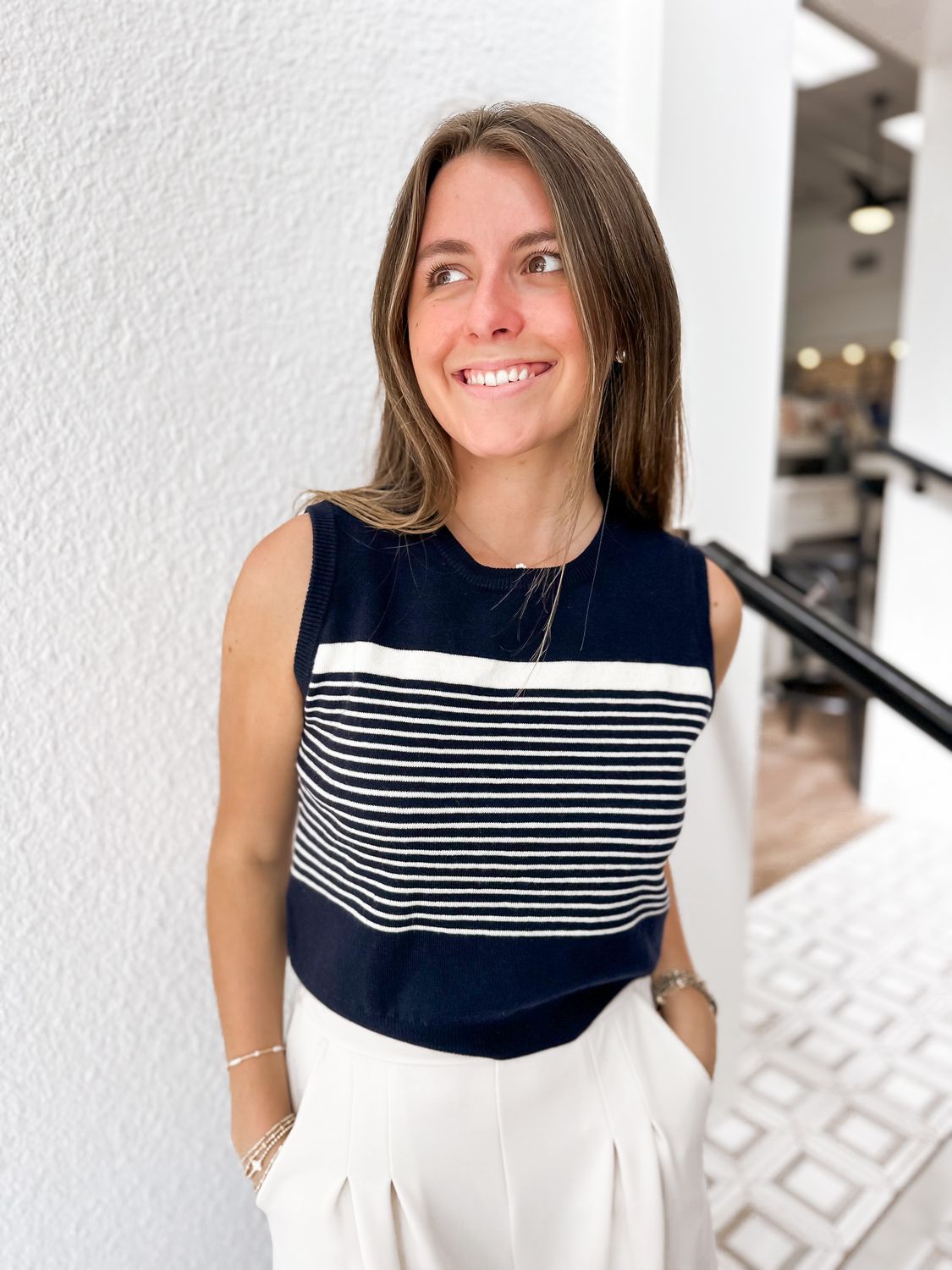 Navy Stripe Sweater Vest