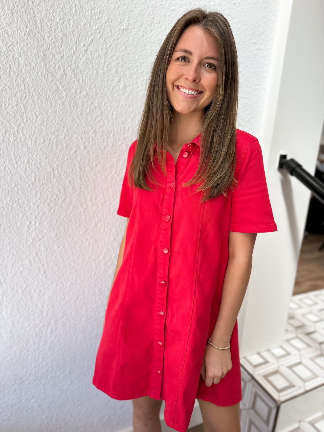 Watermelon Crawl Denim Dress