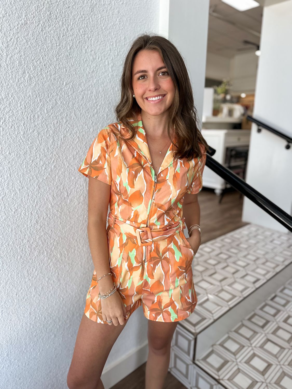 Sunset Beauty Belted Romper