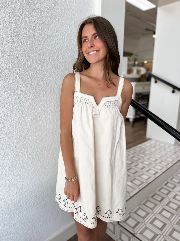 Retro Roam Embroidered Mini Dress
