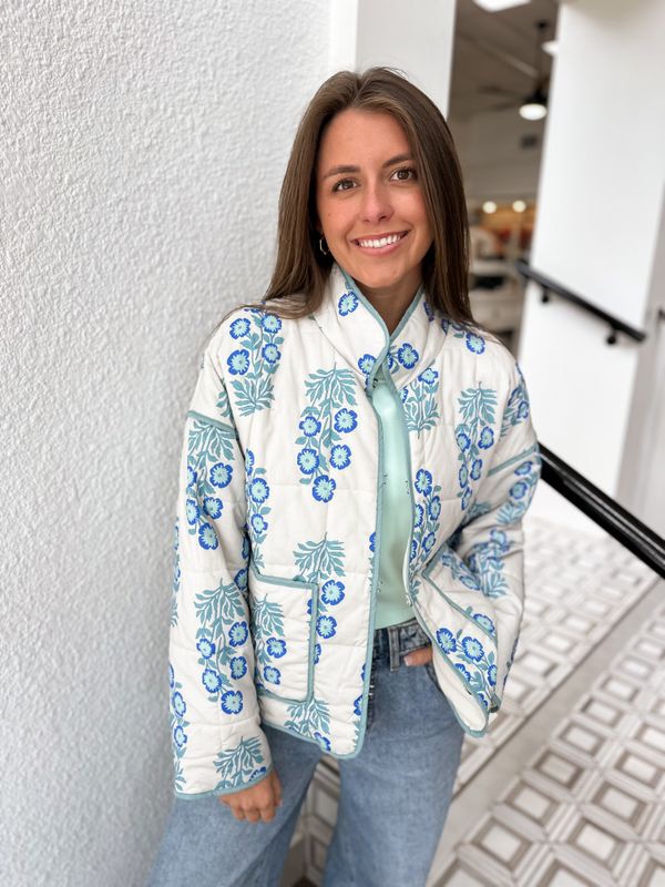 Azure Floral Quilted Jacket