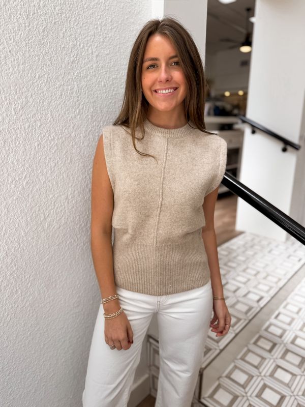 Tessa Taupe Sleeveless Sweater