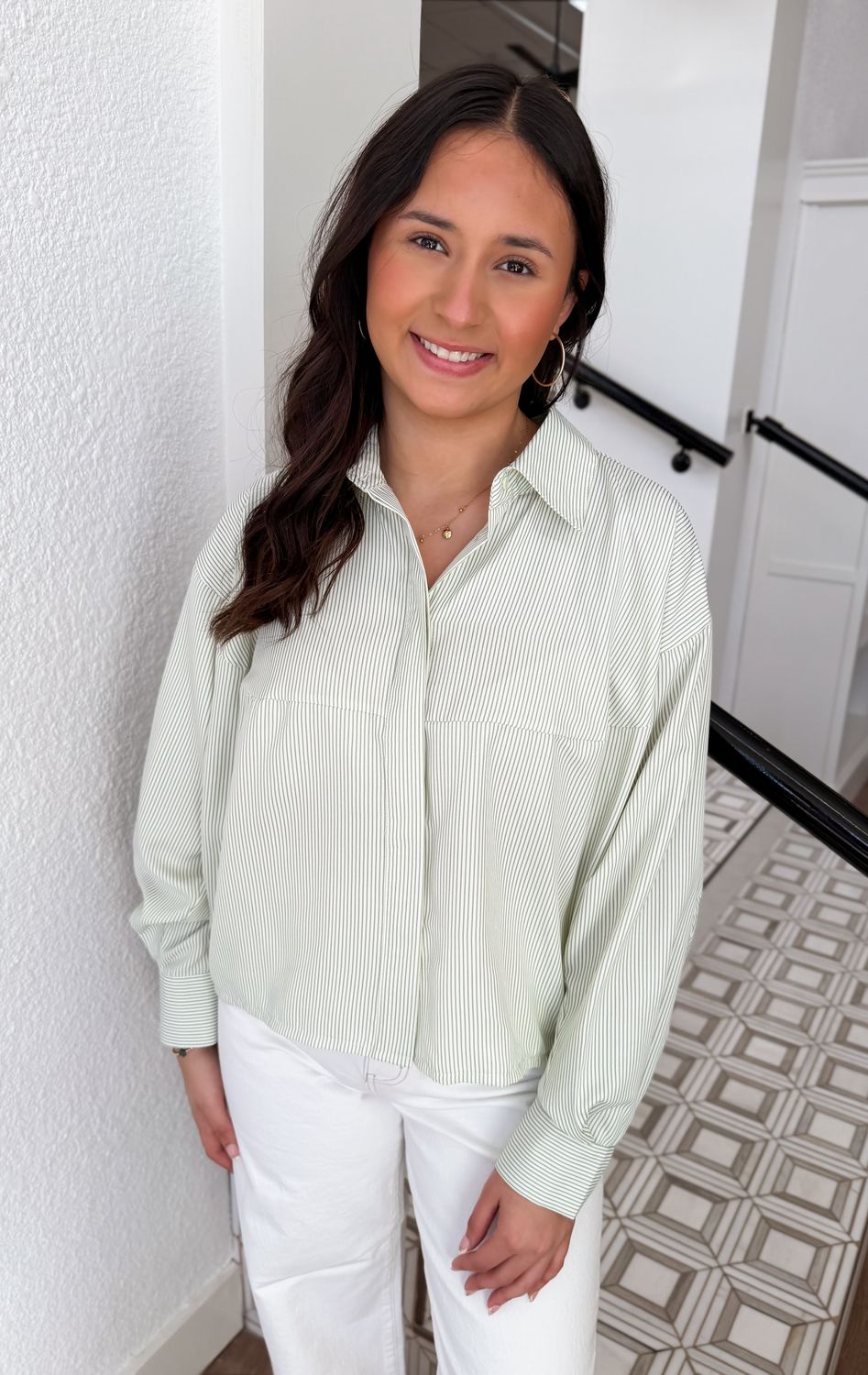 Soft Green Stripe Top