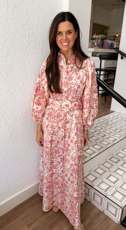 Apricot Belted Maxi Dress