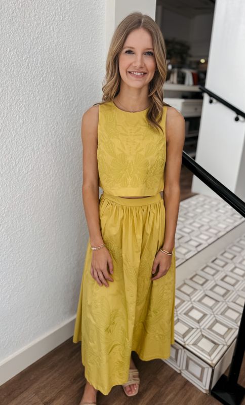 Citrine Embroidered Skirt Set