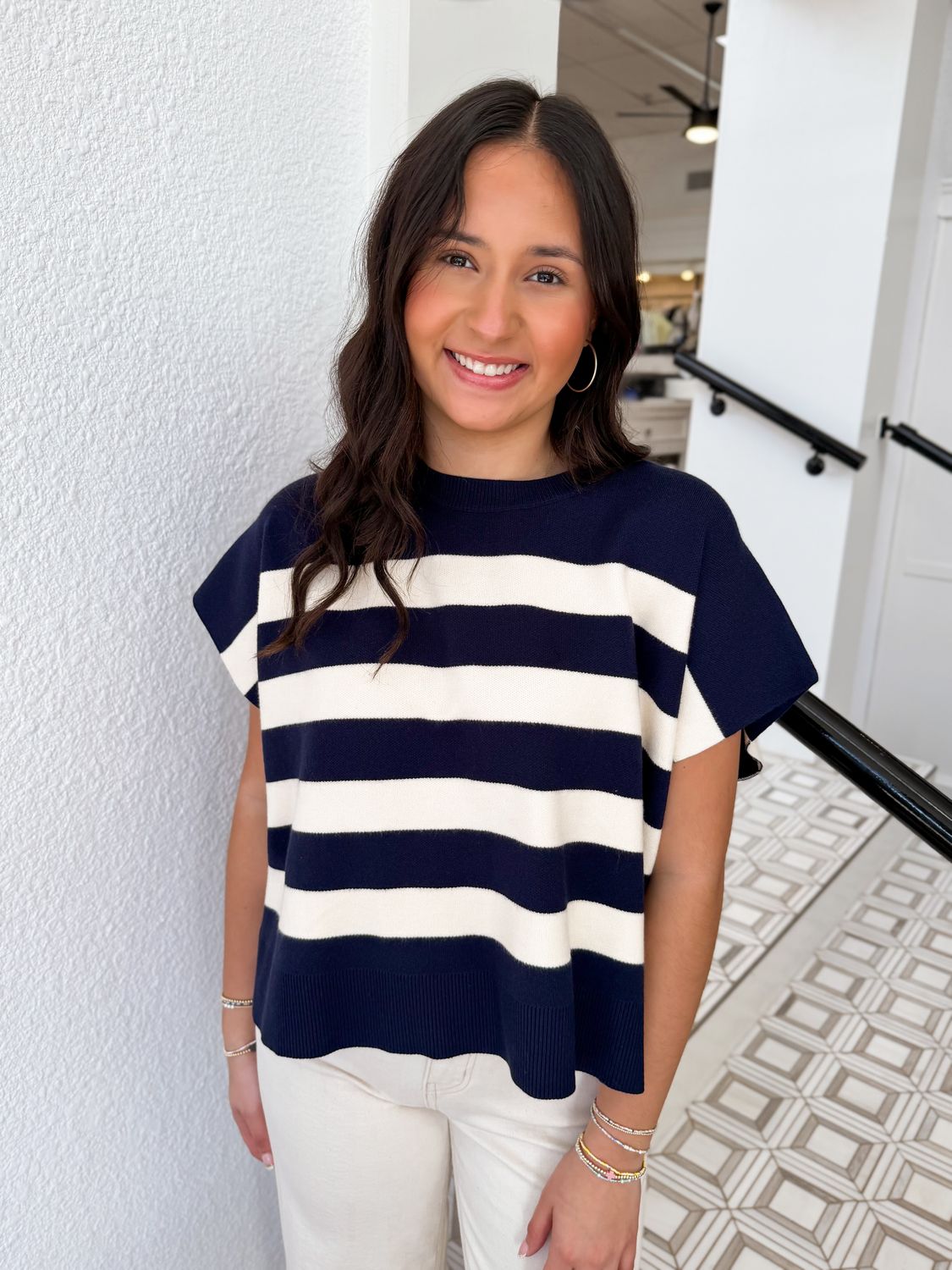 Hale Navy Stripe Top