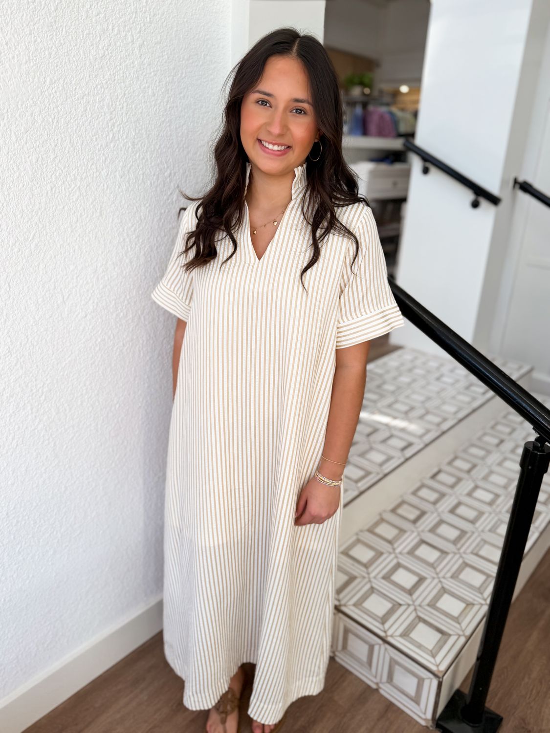 Stonewash Stripe Maxi Dress