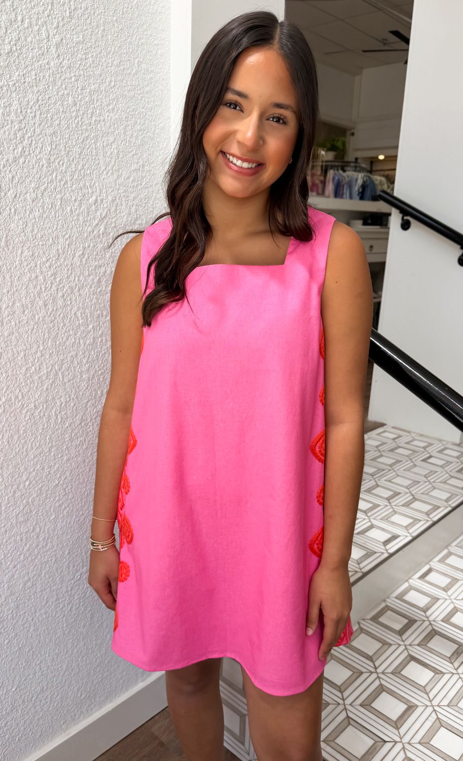 Guava Embroidered Mini Dress