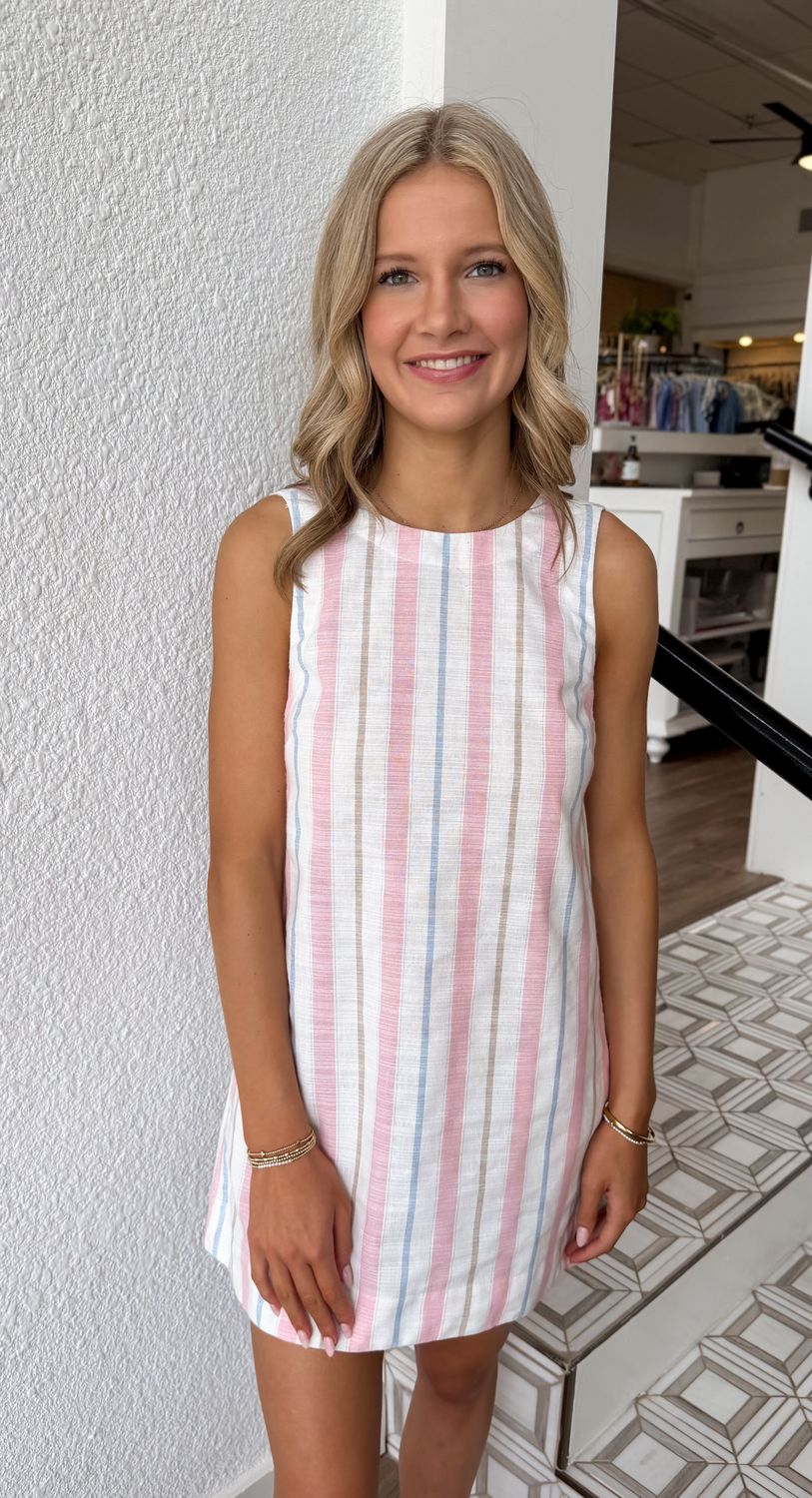 Isla Striped Open Back Mini Dress