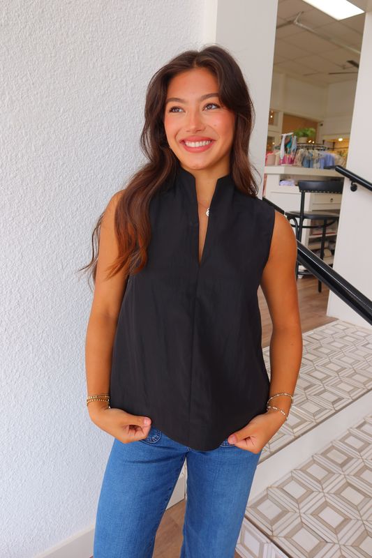 Black Sloane Collar Top