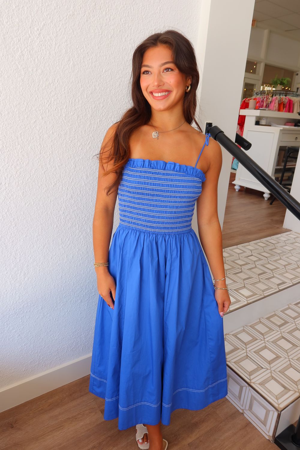 Pinch Capri Smocked Midi Dress