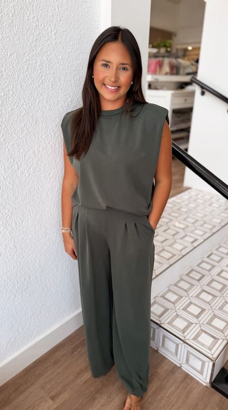 Forest Green Side Ruched Top