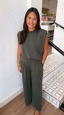 Forest Green Side Ruched Top